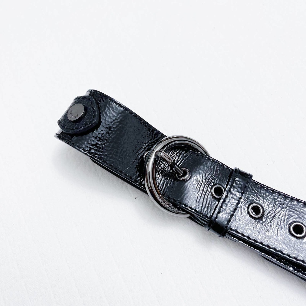 Moschino Patent Leather Belt Silver Button Accents SZ42 - Picture 5 of 7